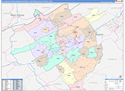 Blacksburg-Christiansburg-Radford Metro Area Wall Map Color Cast Style